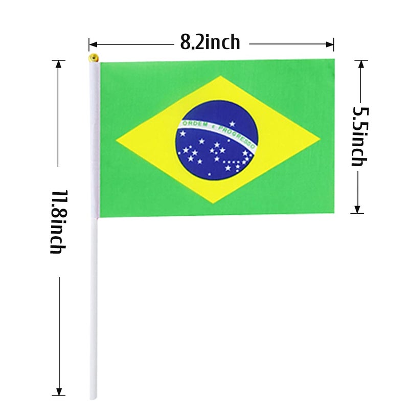 mflagperft Brazil Flag Brazilian Flag, Small Mini Handheld Brazil Flags on Stick, Ideal for Party Parades Sports Events Patriotic Festival Decorations - Image 3